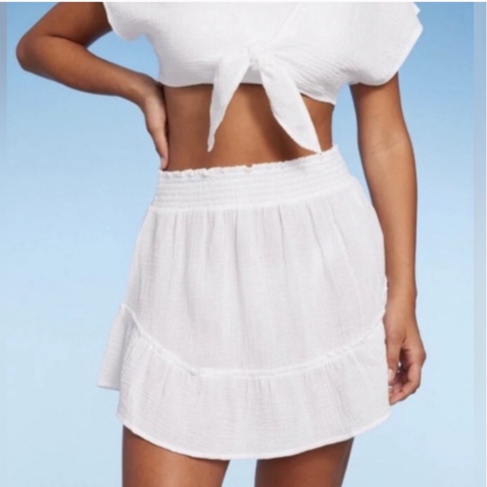 Wild Fable White Textured Skirt